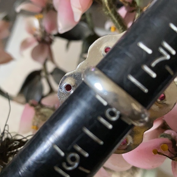 Vintage 925 scolecite garnet ring - Picture 5 of 6